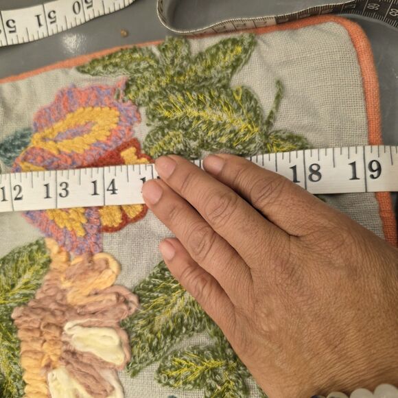 Artistic Accent Floral Print Embroidered Decorative Pillow Cover 18x19 In... - Picture 11 of 12